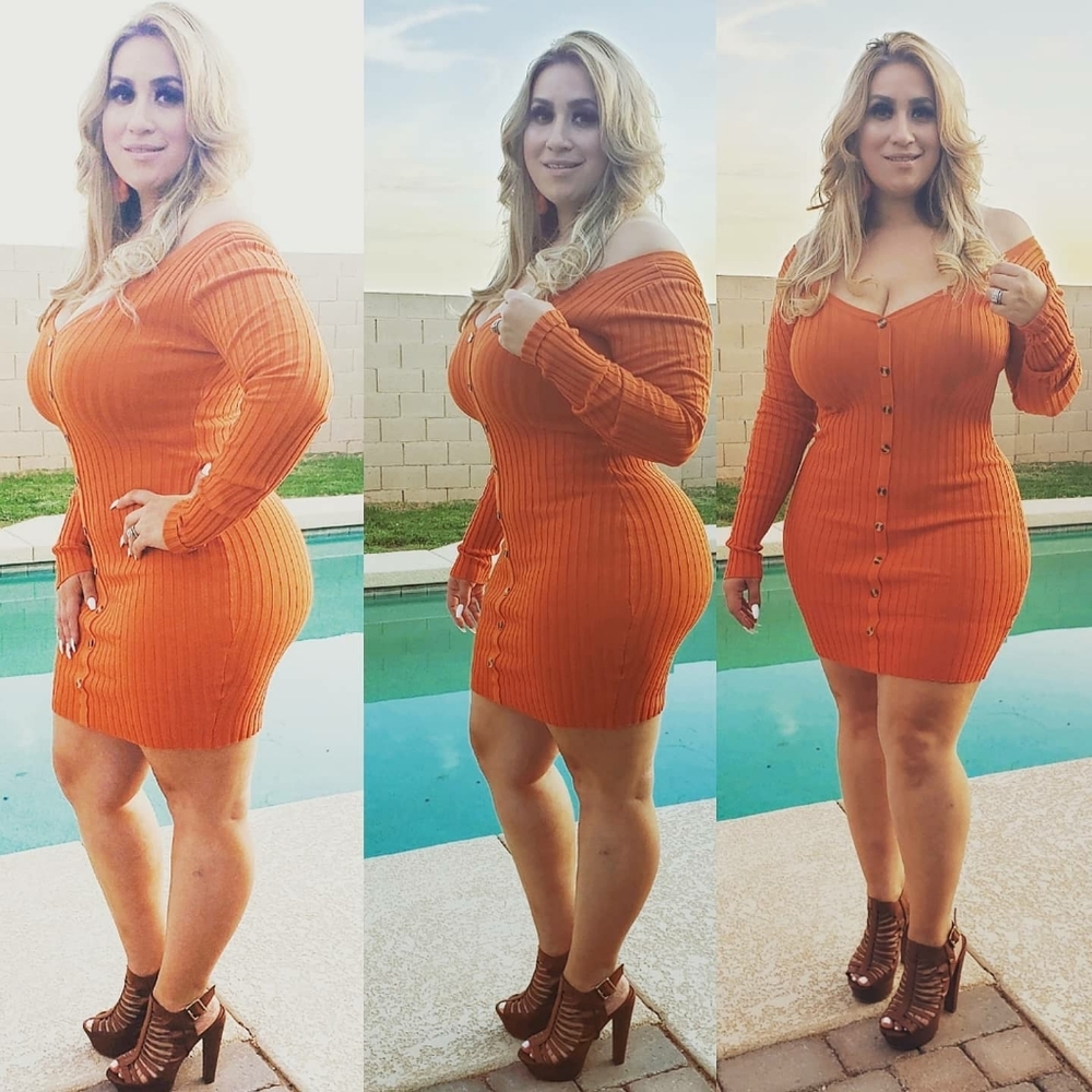 Rust orange midi dress - Picture 2 of 2